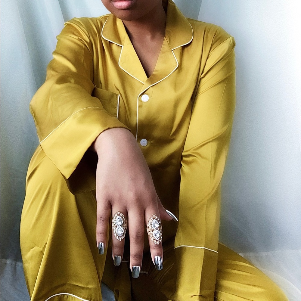 Illuminating Yellow Satin Pajamas